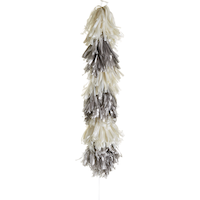 Tassel Fringe Balloon Weight Tail Accessory, Silver/White, 6-ft, for Graduation/New Year's Eve Front_Flat