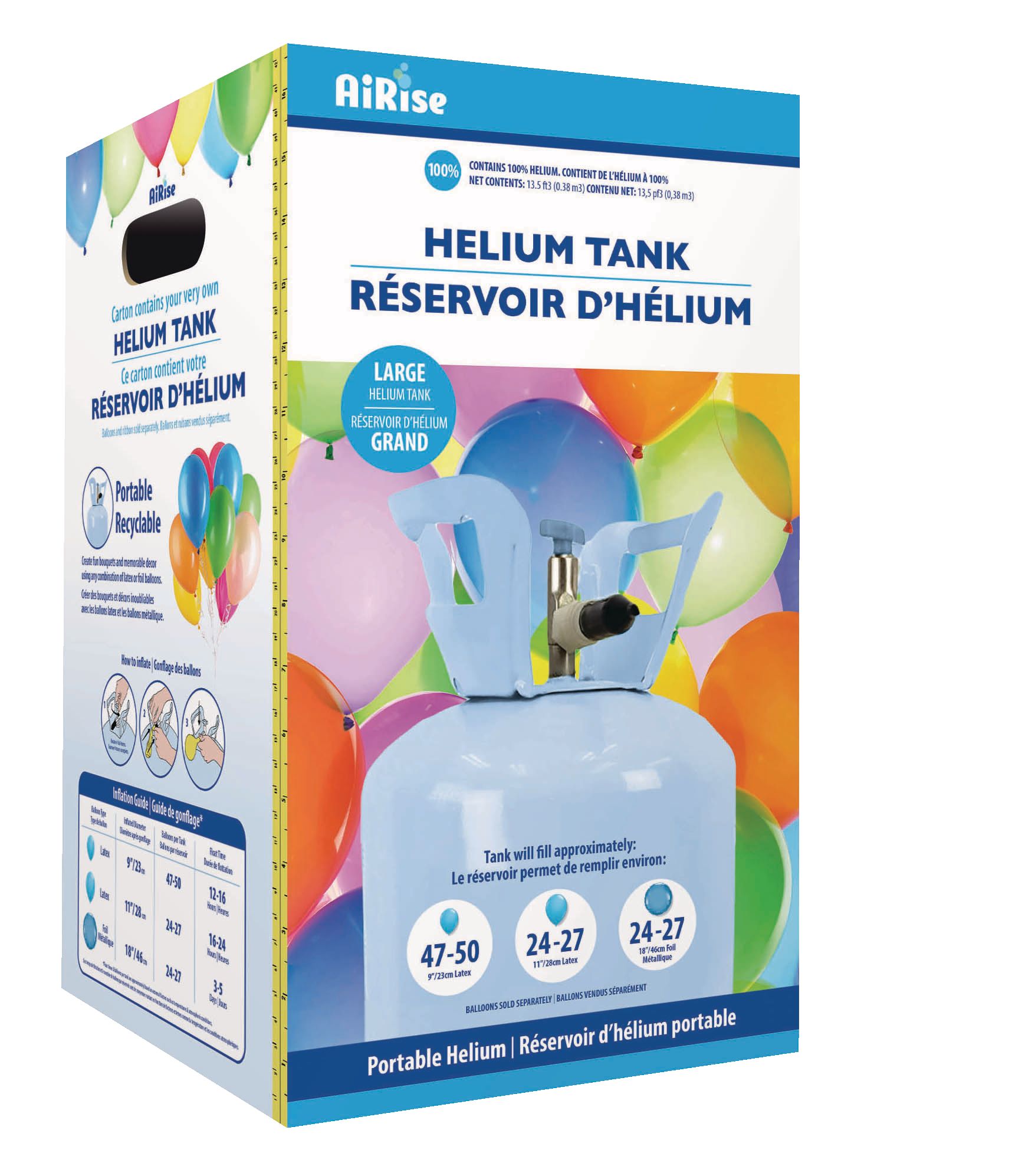 AiRise Large Portable Helium Tank, Blue, for Birthday/New Year's