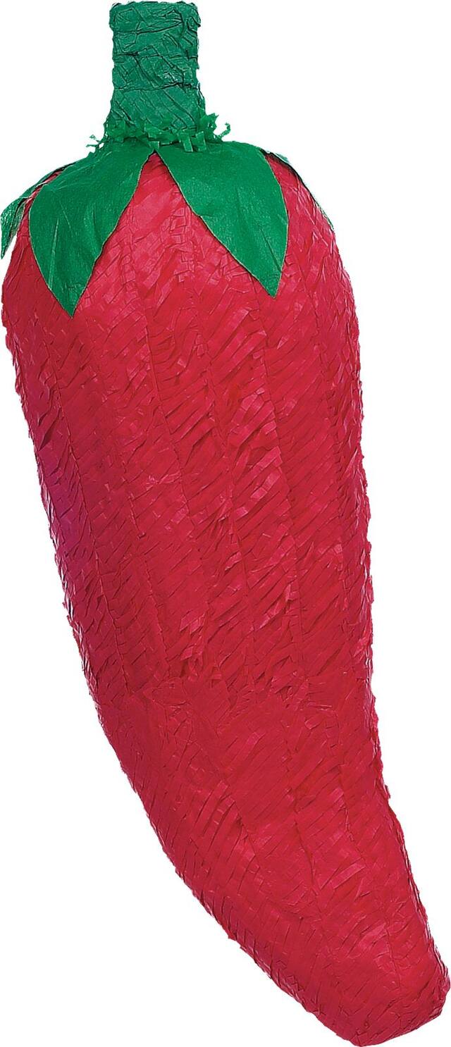 Chili Pepper Pinata Hanging Decoration, Red, 21-in, Holds 2lb of Pinata Filler, for Birthday/Fiesta Parties Front_Angled_Right