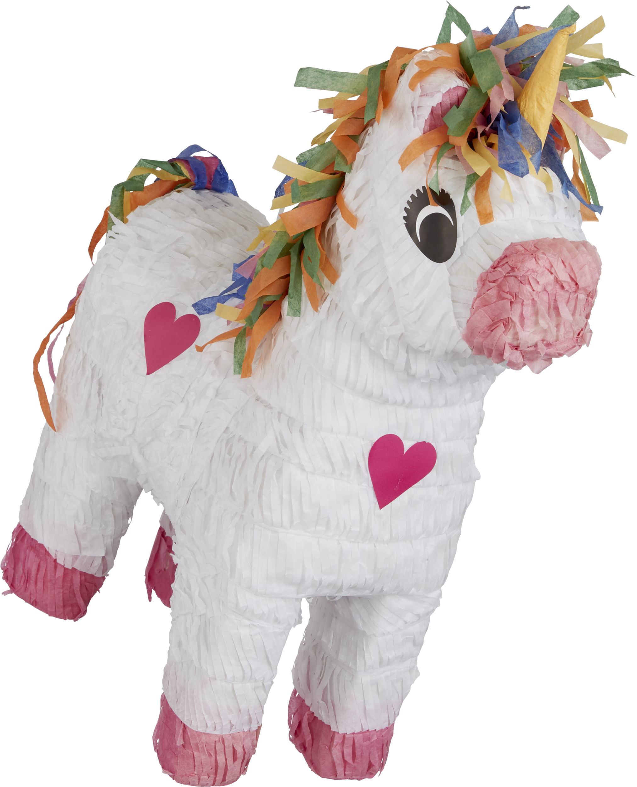 Décoration Pinata suspendue licorne, blanc/rose, 18 po, peut contenir 2 lb de garniture à pinata, pour fêtes d'anniversaire Front_Angled_Right