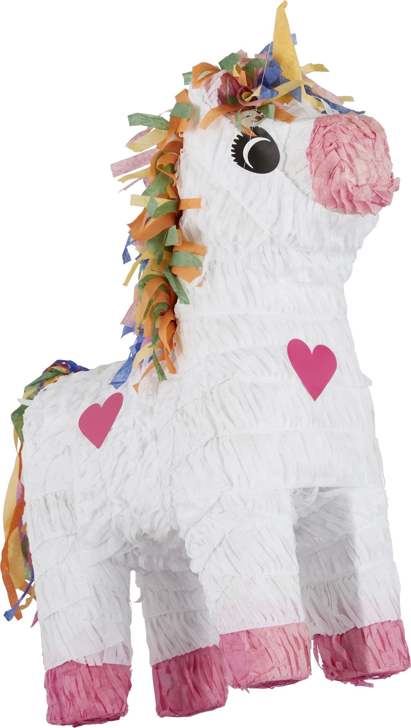 Décoration Pinata suspendue licorne, blanc/rose, 18 po, peut contenir 2 lb de garniture à pinata, pour fêtes d'anniversaire Front_Angled_Right