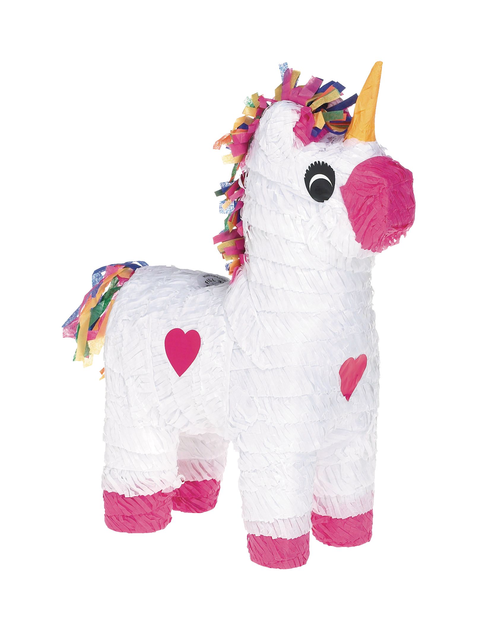Décoration Pinata suspendue licorne, blanc/rose, 18 po, peut contenir 2 lb de garniture à pinata, pour fêtes d'anniversaire Front_Angled_Right
