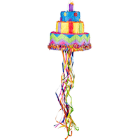 Pull String Birthday Cake Pinata Front_Flat
