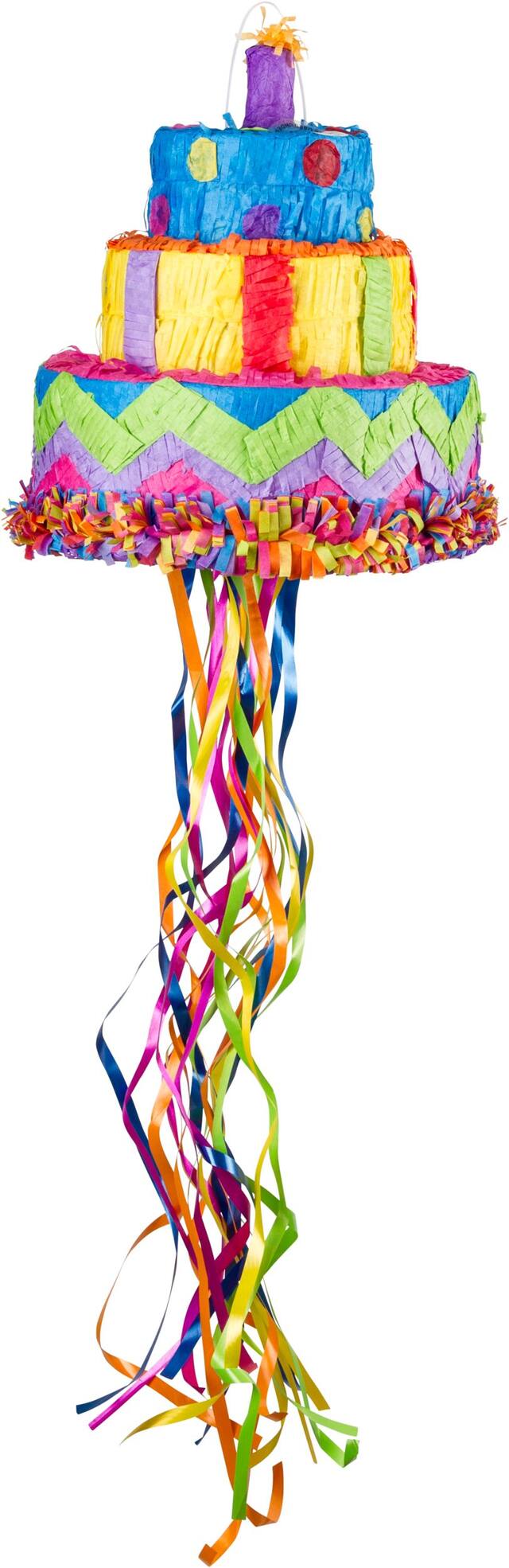 Pull String Birthday Cake Pinata Front_Flat