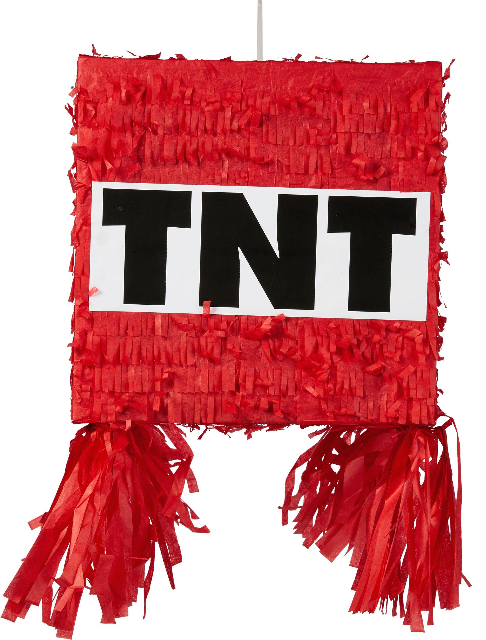 Décoration pinata suspendue Pixel Party B-Day bloc de TNT, rouge, 10 po, peut contenir 2 lb de garniture à pinata, pour fêtes d'anniversaire Front_Flat
