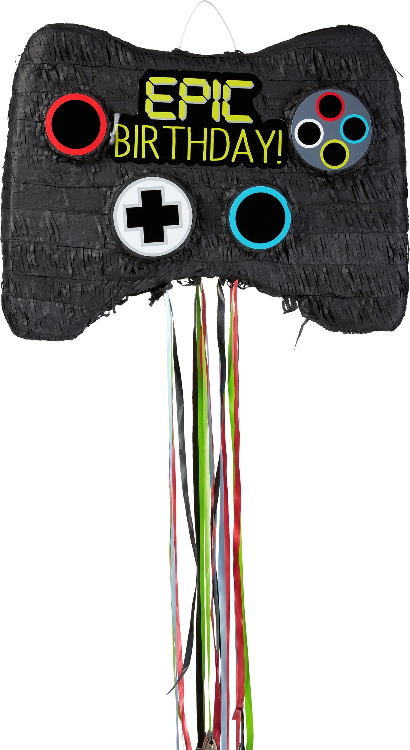 Level Up Game Controller Pinata Hanging Decoration, Black, for Birthday Parties Front_Flat
