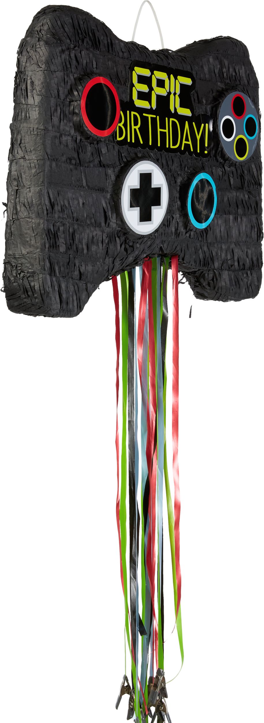 Level Up Game Controller Pinata Hanging Decoration, Black, for Birthday Parties Front_Angled_Right
