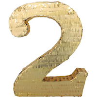 Number 1 Pinata Hanging Decoration, Gold, 17-in, Holds 2lb of Pinata Filler, for Birthday/Anniversary/Graduation Parties Front_Flat