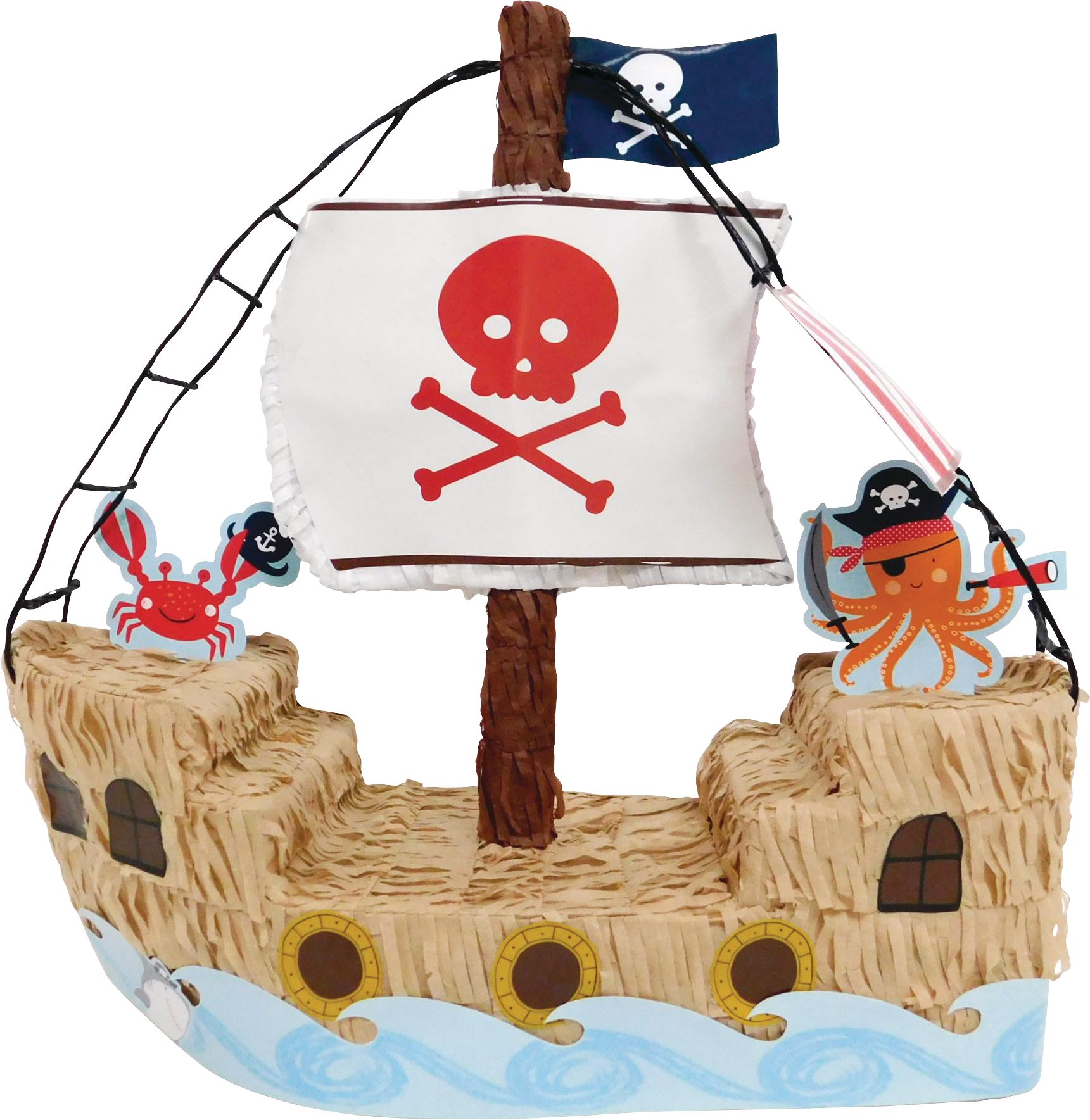 3D Pirate Shark Pirate Ship Pinata Front_Flat