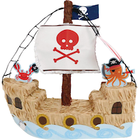 3D Pirate Shark Pirate Ship Pinata Front_Flat