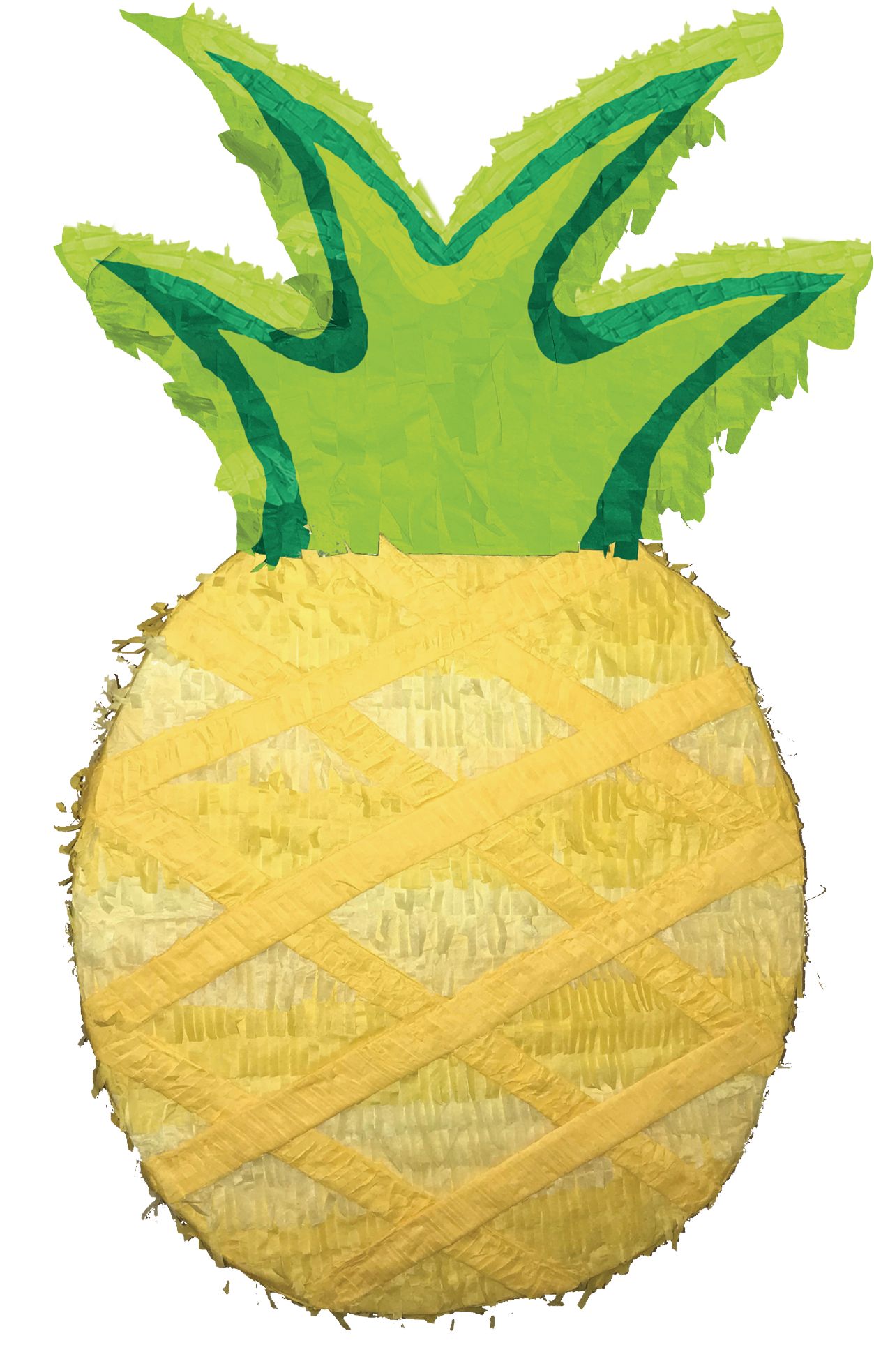 Pineapple Pinata Hanging Decoration, Yellow/Green, 22-in, Holds 2lb of Pinata Filler, for Birthday/Summer Parties Front_Flat