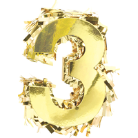 0-9 Number Shape Mini Pinata Table Decoration, Metallic Gold, 6-in, for Birthday/Anniversary/Graduation Parties