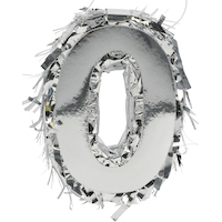 0-9 Number Shape Mini Pinata Table Decoration, Metallic Silver, 6-in, for Birthday/Anniversary/Graduation Parties Front_Flat