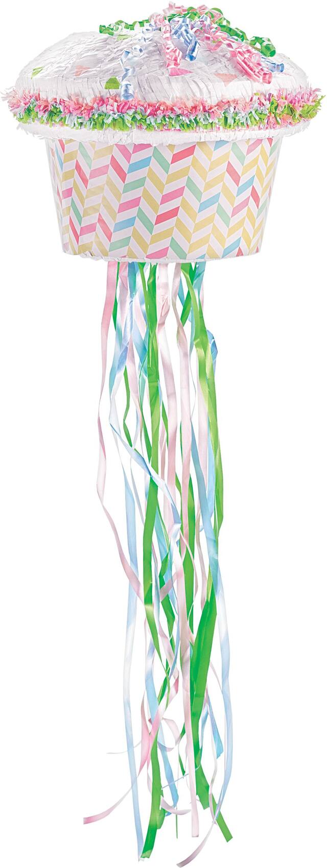 Pull String Chevron Cupcake Pinata Front_Flat