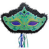 Pull String Mardi Gras Masquerade Mask Pinata Front_Flat