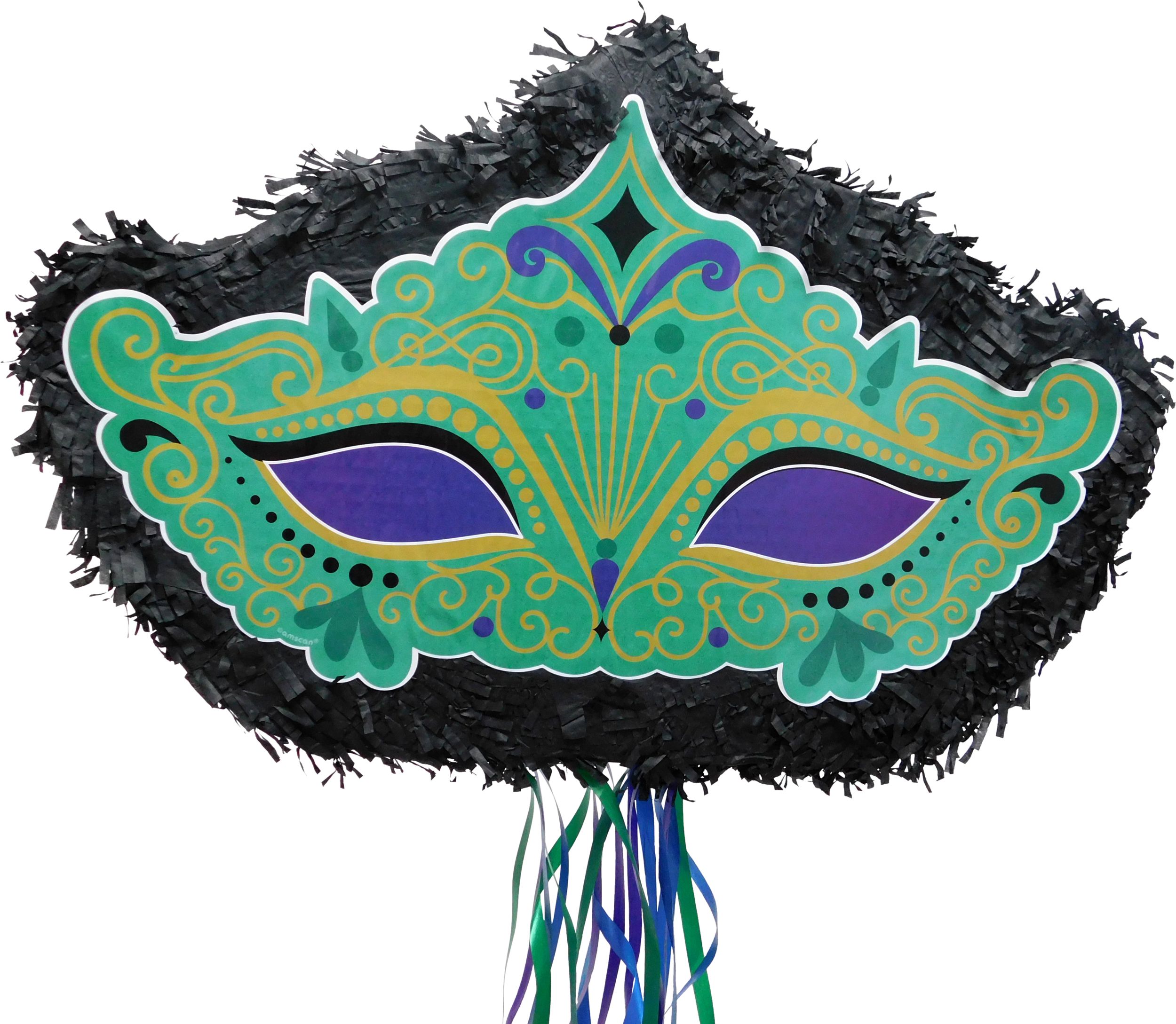 Pull String Mardi Gras Masquerade Mask Pinata Front_Flat