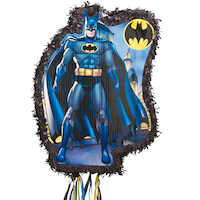 DC Batman Pinata Hanging Pull String Decoration, Blue/Black, 21-in, Holds 2lb of Pinata Filler, for Birthday Parties CloseUp