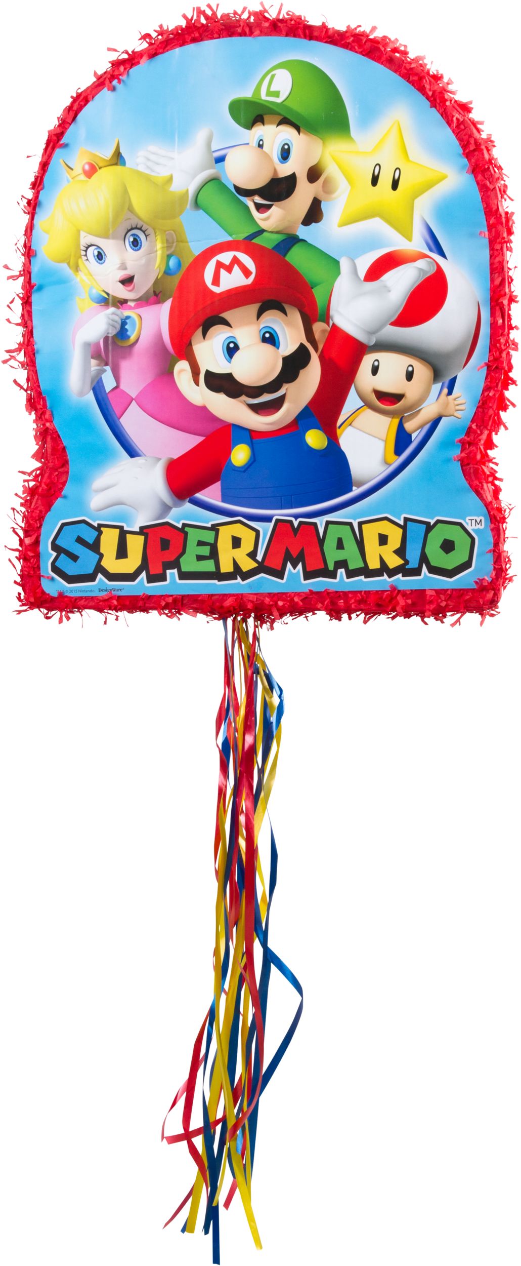 Décoration pinata à ficelle suspendue Nintendo Super Mario Bros Luigi/Peach/Toad, bleu/rouge, 22 po, peut contenir 2 lb de garniture à pinata, pour fête d'anniversaire Front_Flat