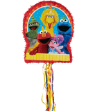 Sesame Street Elmo/Cookie Monster Pinata Hanging Pull String Decoration, Multi-Coloured, 21.5-in, Holds 2lb of Pinata Filler, for Birthday Parties Front_Flat