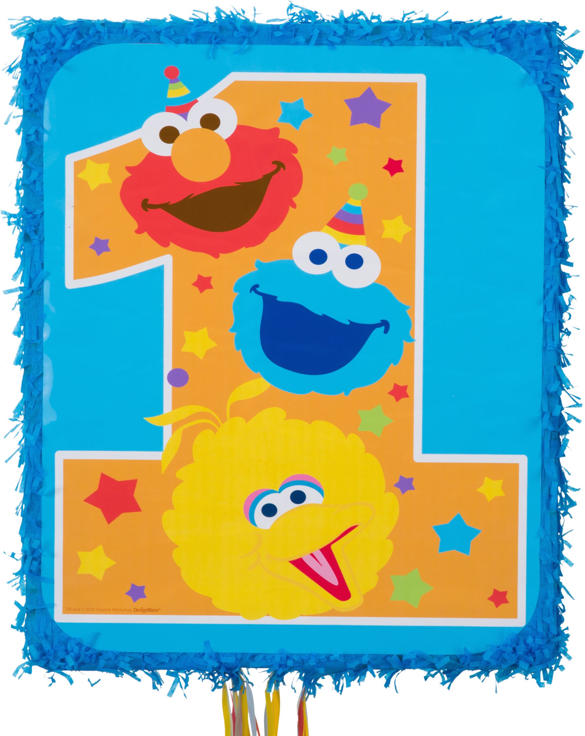 Sesame Street 1st Birthday Pull String Pinata Front_Flat