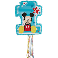 Mickey Mouse 1st Birthday Pull String Pinata Front_Flat