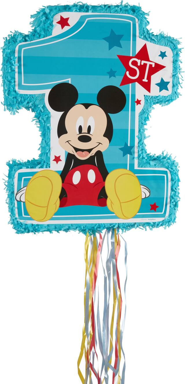 Mickey Mouse 1st Birthday Pull String Pinata Front_Flat