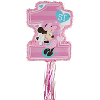 Minnie Mouse 1st Birthday Pull String Pinata Front_Flat