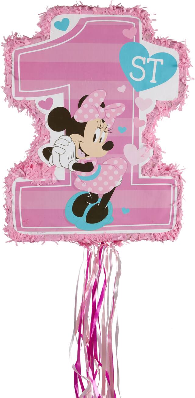 Minnie Mouse 1st Birthday Pull String Pinata Front_Flat