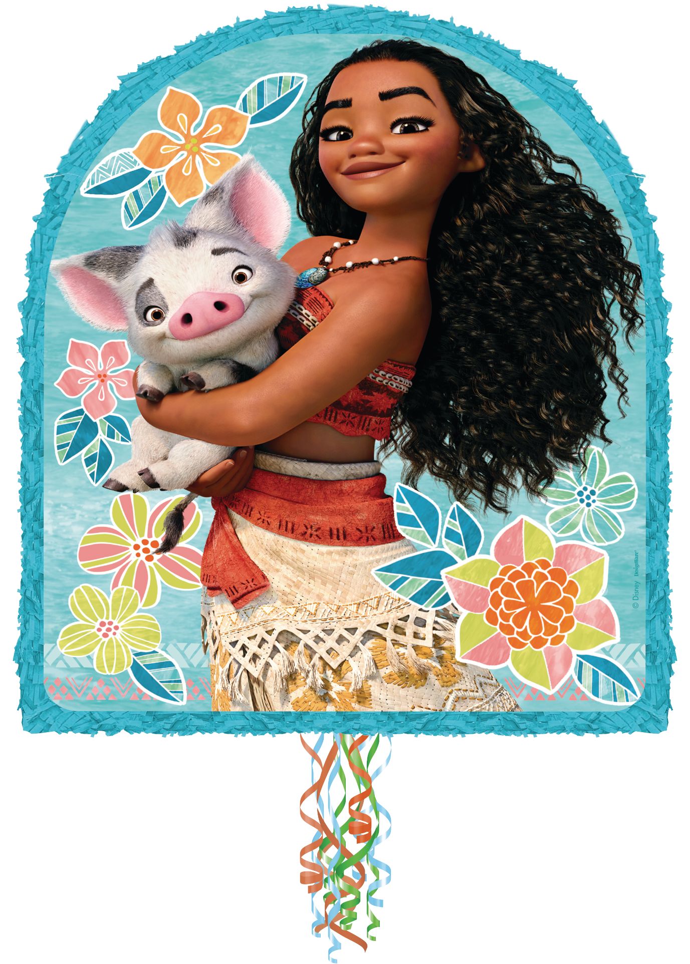 Disney Moana Pinata Hanging Pull String Decoration, Blue, 22-in, Holds 2lb of Pinata Filler, for Birthday Parties Front_Flat