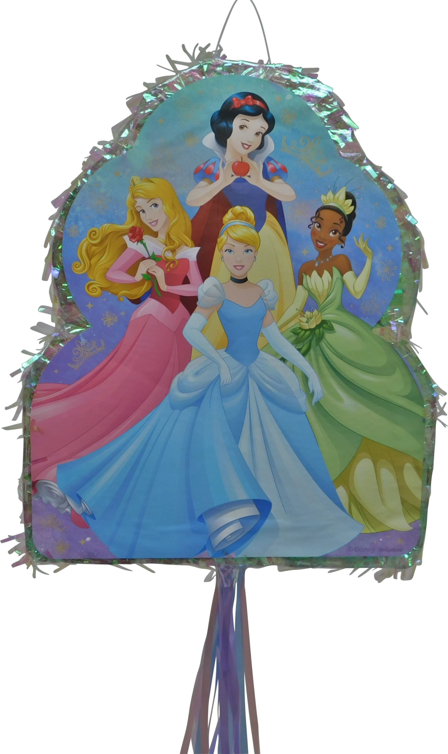 Disney Princess Once Upon A Time Pinata Hanging Pull String Decoration, Multi-Coloured, 17.5-in, Holds 2lb of Pinata Filler, for Birthday Parties Front_Flat