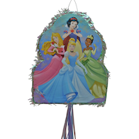 Disney Princess Once Upon A Time Pinata Hanging Pull String Decoration, Multi-Coloured, 17.5-in, Holds 2lb of Pinata Filler, for Birthday Parties Front_Flat