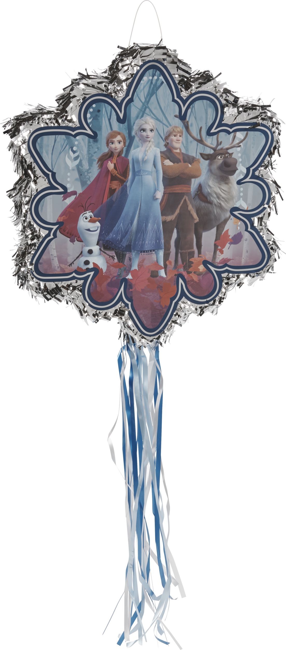 Disney Frozen Elsa & Anna Pinata Hanging Pull String Decoration, Blue, for Birthday Parties Front_Angled_Right