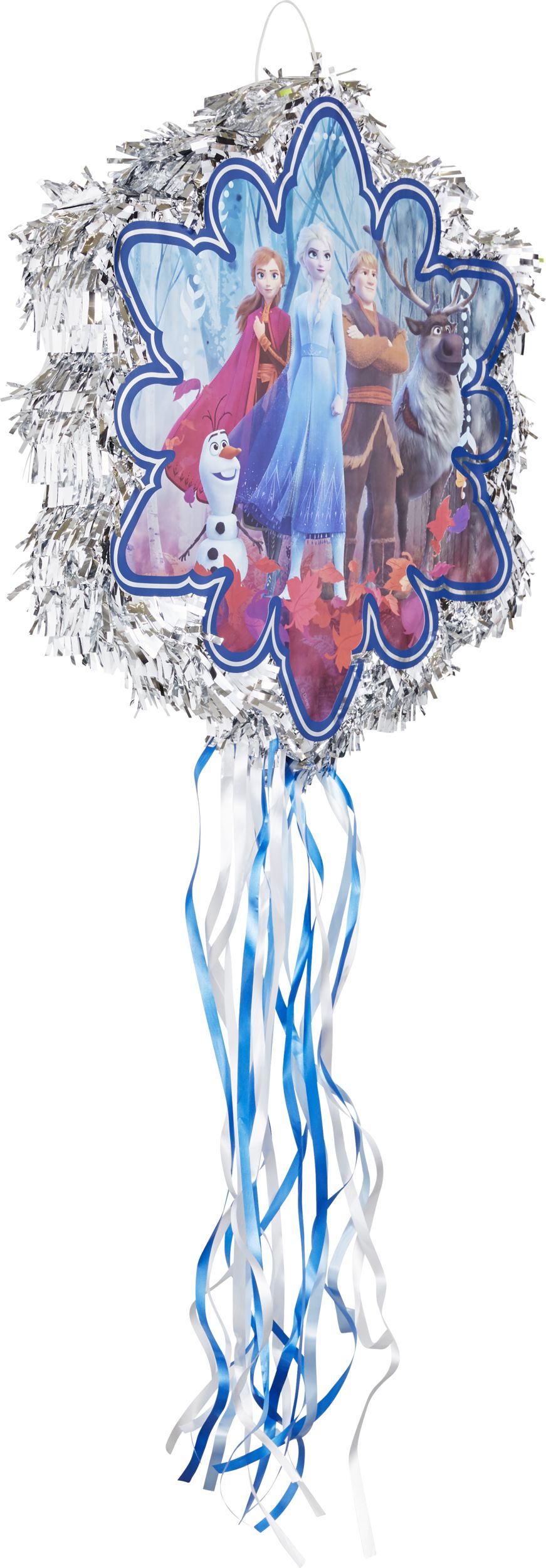Disney Frozen Elsa & Anna Pinata Hanging Pull String Decoration, Blue, for Birthday Parties Front_Angled_Right