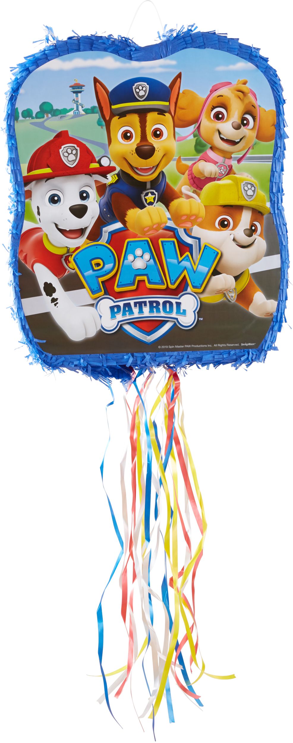 Nickelodeon PAW Patrol Chase/Skye/Marshall/Rubble Pinata Hanging Pull String Decoration, for Birthday Parties Front_Flat