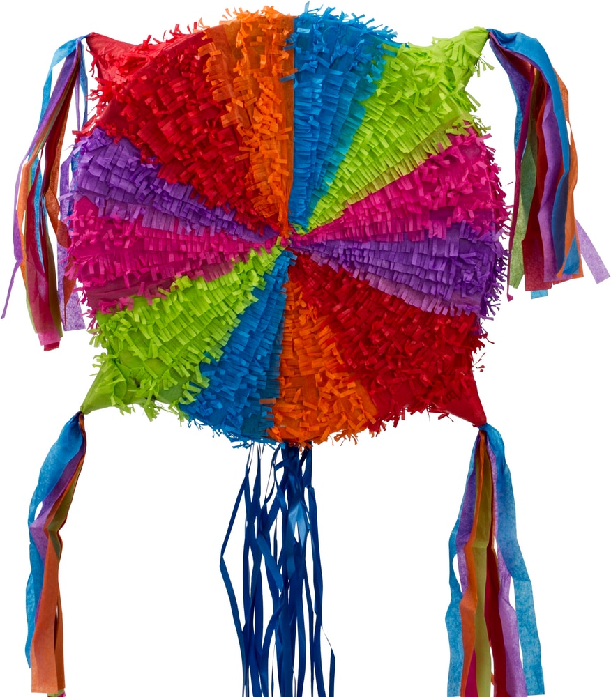 Round Create Your Own Pinata Hanging Pull String Decoration,  Multi-Coloured, 18-in, Holds 2lb of Pinata Filler, for Birthday Parties