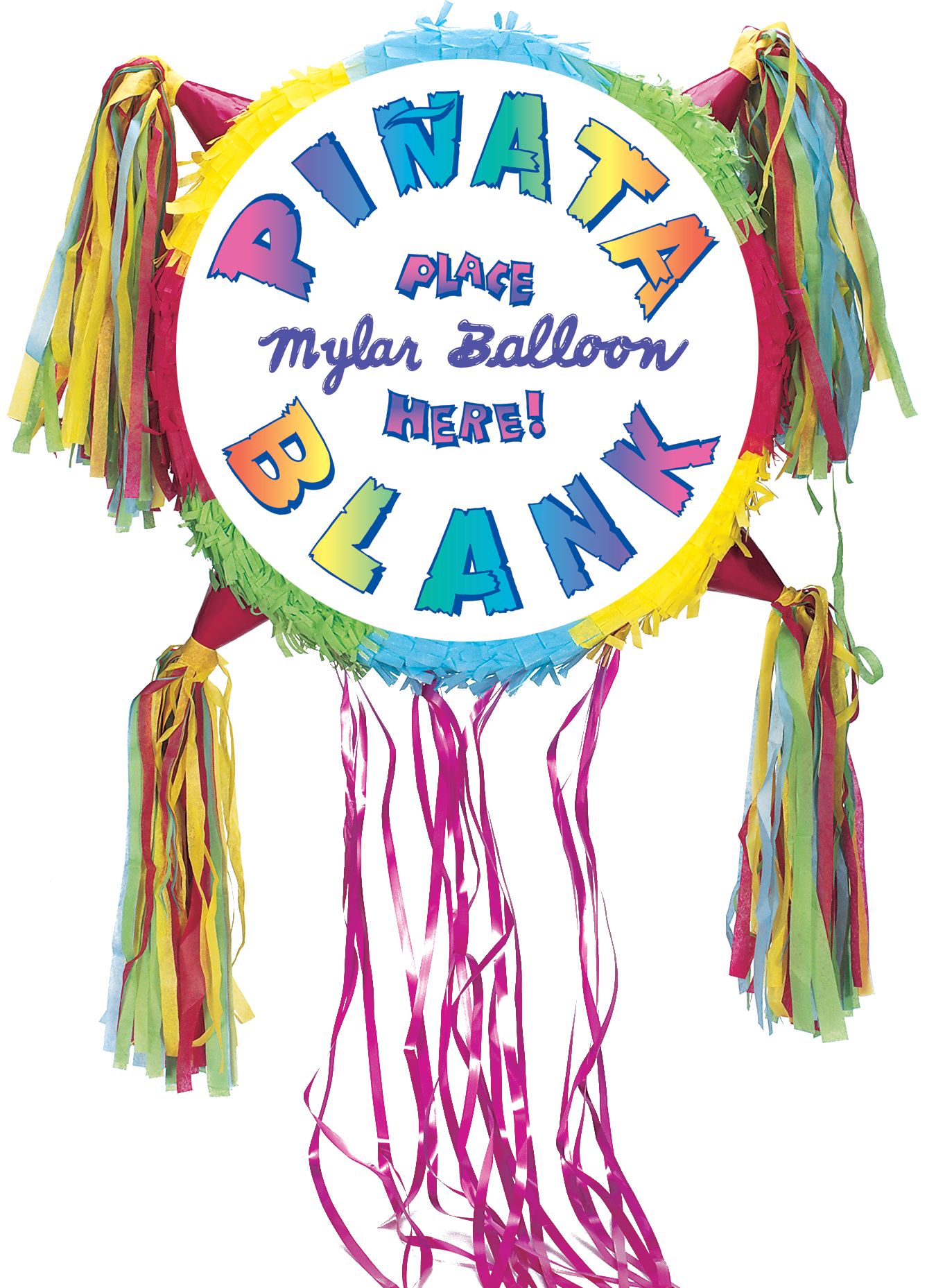 Pull String Add-a-Balloon Multicolour Pinata Front_Flat