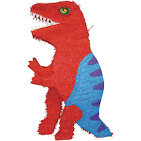 T-Rex Dinosaur Pinata Hanging Decoration, Red/Blue, 36-in, Holds 10lb of Pinata Filler, for Birthday Parties Front_Flat