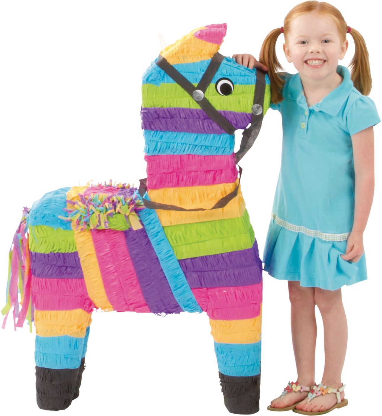 Décoration pinata suspendue âne, multicolore, 36 po, peut contenir 10 lb de garniture à pinata, pour fête d'anniversaire ou fiesta Front_Angled_Left