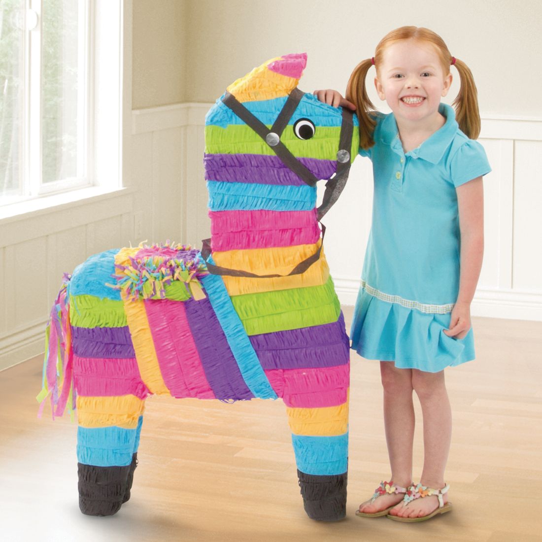 Décoration pinata suspendue âne, multicolore, 36 po, peut contenir 10 lb de garniture à pinata, pour fête d'anniversaire ou fiesta Front_Angled_Left