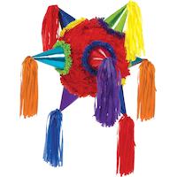 8-Point Star Pinata Hanging Decoration, Assorted Colours, 24-in, Holds 10lb of Pinata Filler, for Birthday Parties Front_Flat