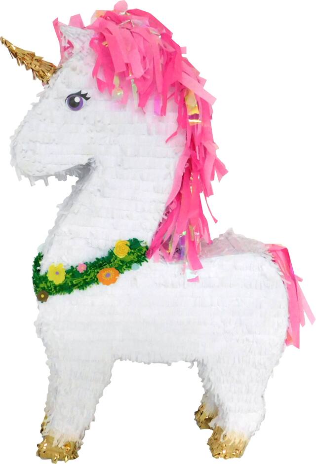 Décoration Pinata suspendue licorne, blanc/rose, 36 po, peut contenir 10 lb de garniture à pinata, pour fêtes d'anniversaire Side_Left