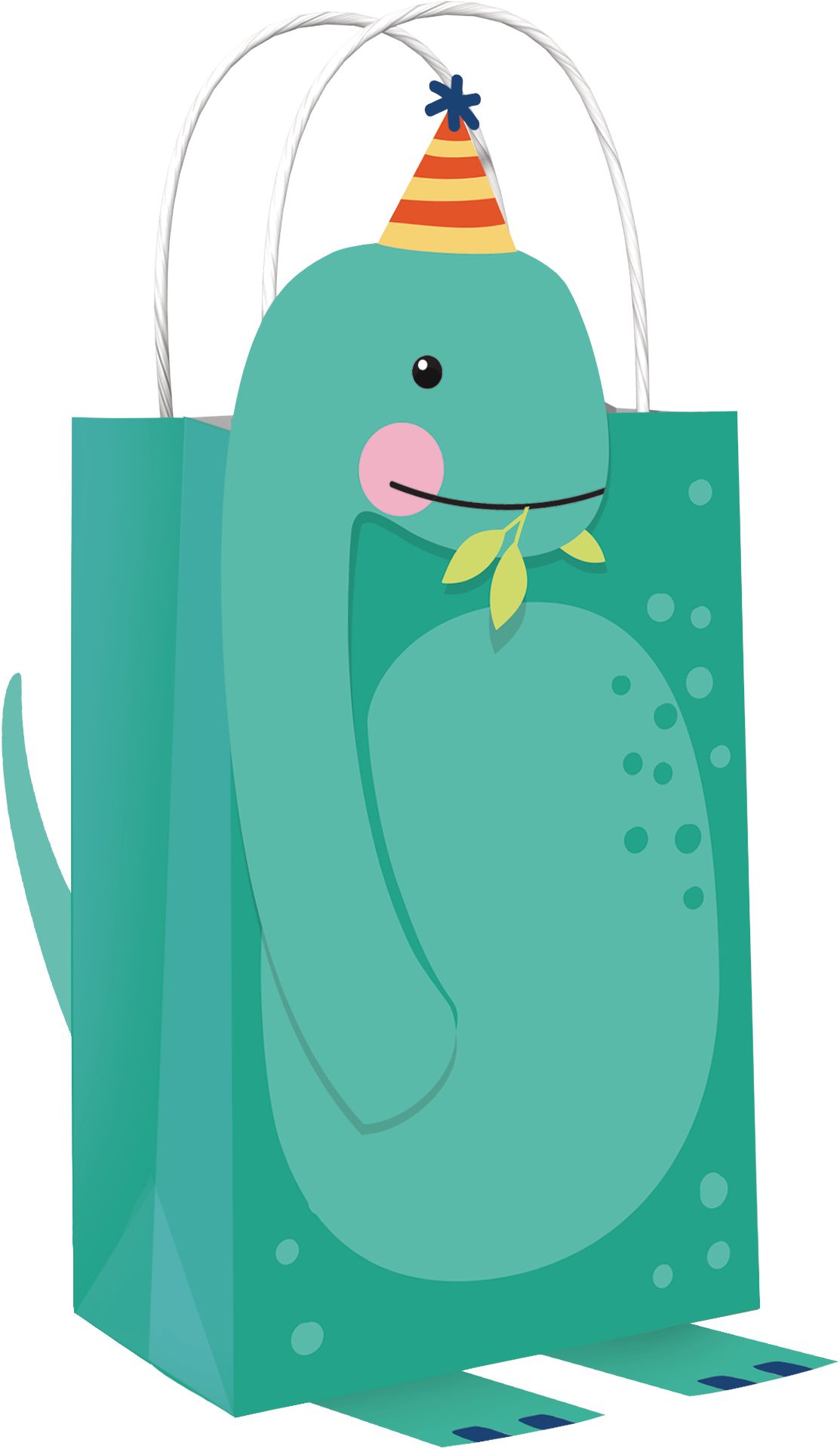 Dino-Mite Dinosaur Create Your Own Customizable Paper Kraft Gift Bags, Green/Blue, 8.5-in, 8-pk, for Birthday Party Front_Three_Fourths_Angled_Right