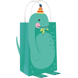 Dino-Mite Dinosaur Create Your Own Customizable Paper Kraft Gift Bags, Green/Blue, 8.5-in, 8-pk, for Birthday Party Front_Three_Fourths_Angled_Right