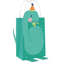 Dino-Mite Dinosaur Create Your Own Customizable Paper Kraft Gift Bags, Green/Blue, 8.5-in, 8-pk, for Birthday Party