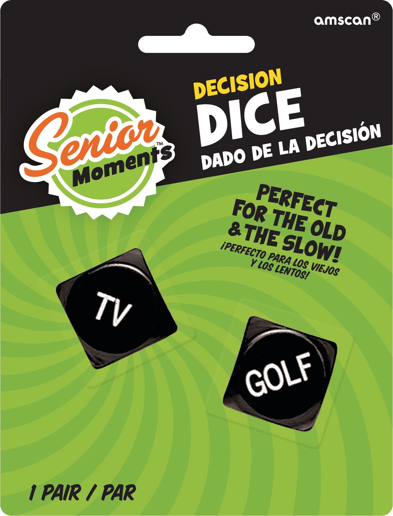 Over the Hill Daily Decision Dice for Birthday Party, 2-pk Front_Flat