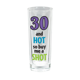 Happy 30th Birthday Shot Glass Front_Elevated