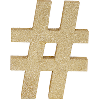 Standing Block Sign Table Centerpiece Decoration, Gold, 7.5-in, for General Parties/Birthdays Front_Flat