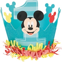 Mickey Mouse 1st Birthday Mini Crown Hat, Blue Front_Flat