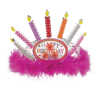 Tiare lumineuse Happy Birthday avec bougies Front_Flat