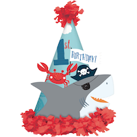Pirate Shark 1st Birthday Party Hat Front_Flat